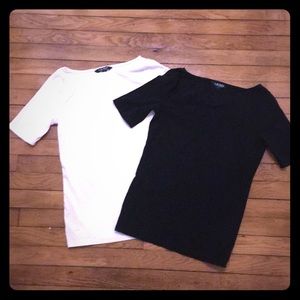 Black and white boat neck Ralph Lauren T-shirts